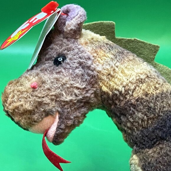 Ty Beanie Baby Scorch dragon 1998 brown plush red iridescent wings PVC PE - Picture 10 of 10